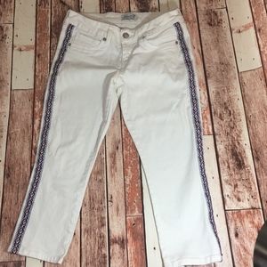 Seven7 White Crop Jeans Embroidered Distressed 4